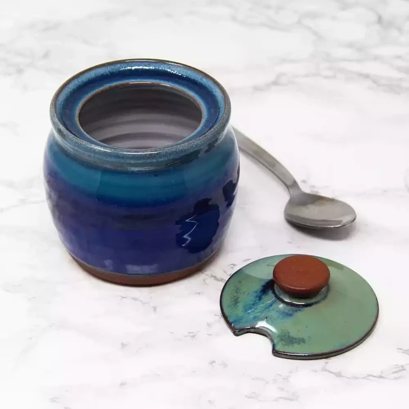 Ceramic Sugar Pot - Deep Sea Blue by Rupert Blamire