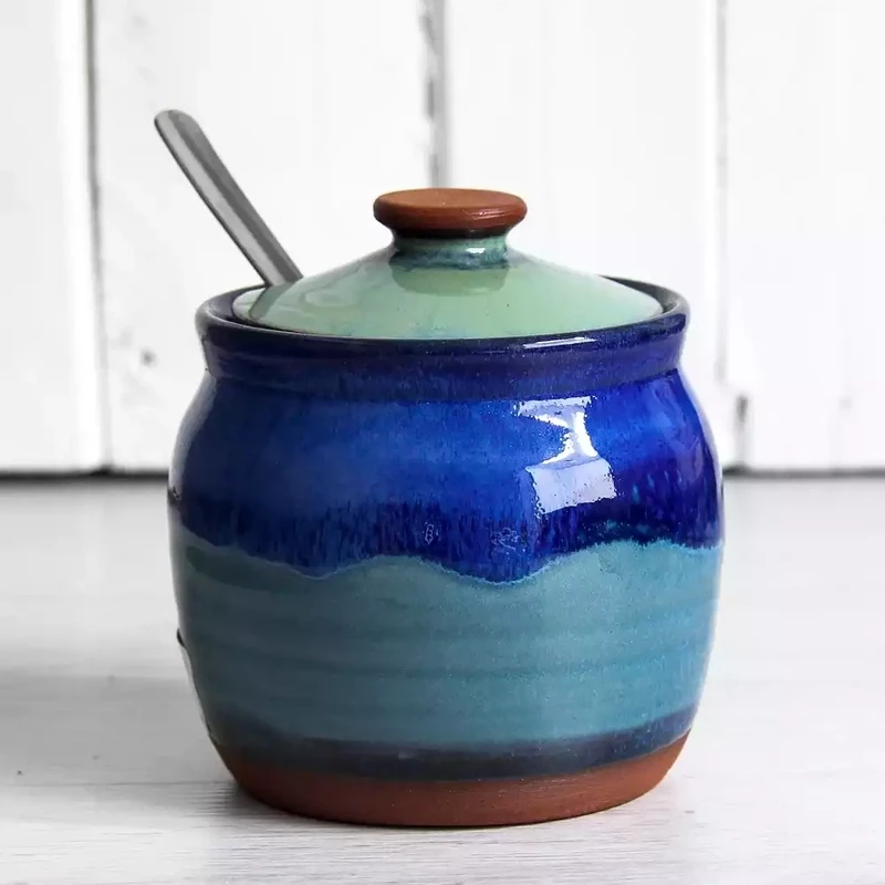 Ceramic Sugar Pot - Ocean Spray by Rupert Blamire