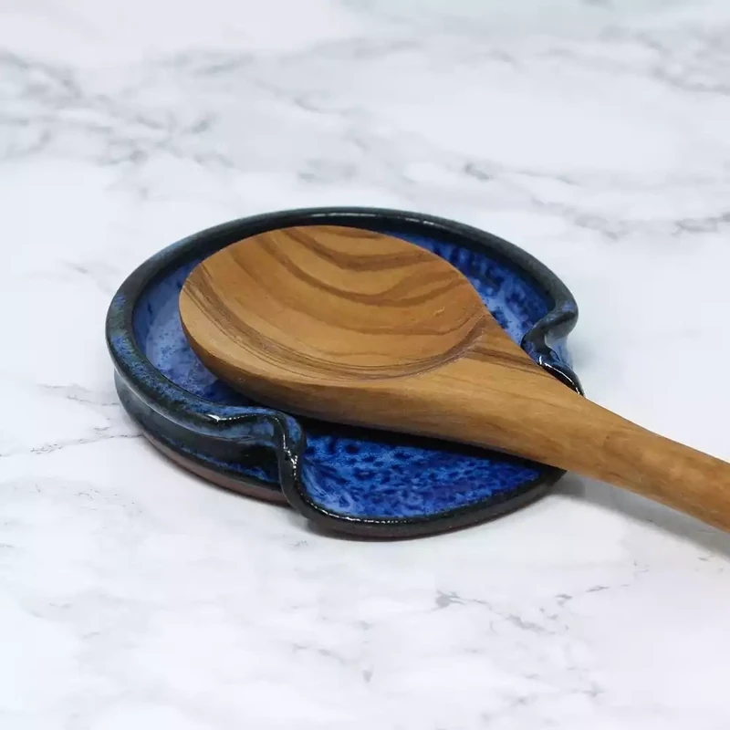 Ceramic Spoon Rest - Dark Blue by Rupert Blamire