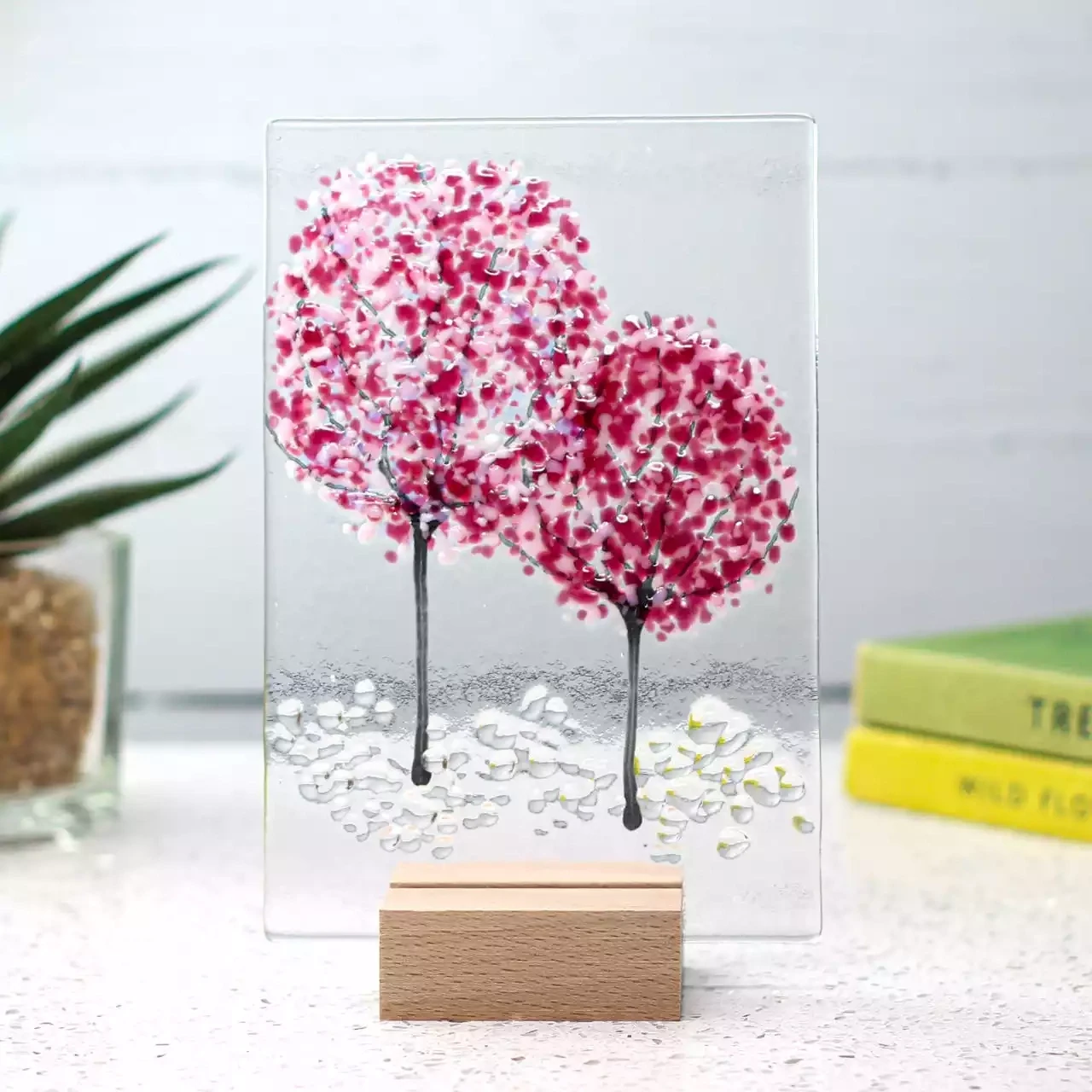 Cherry Blossom - Standing Glass Panel - Two Trees by Jules Jules