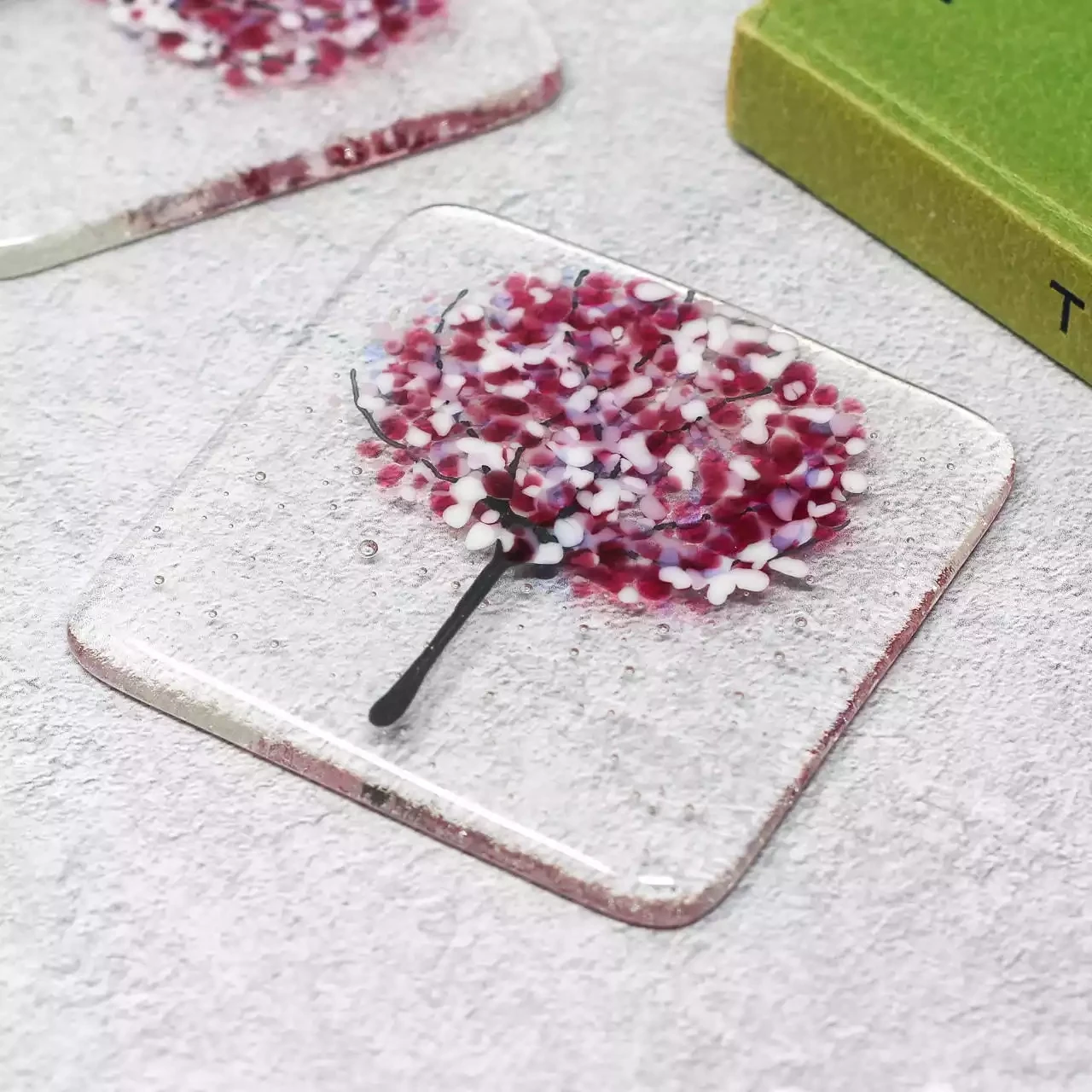 Cherry Blossom Tree Glass Coasters - Set of Two - Pink by Jules Jules