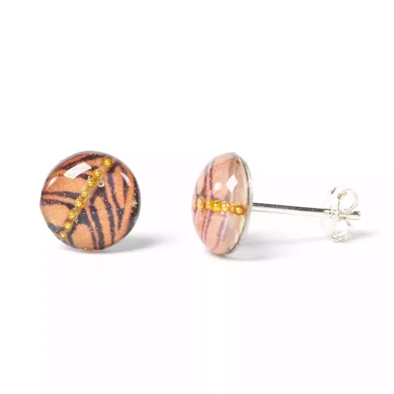 Circular Resin Stud Earrings - Auburn by Nimanoma