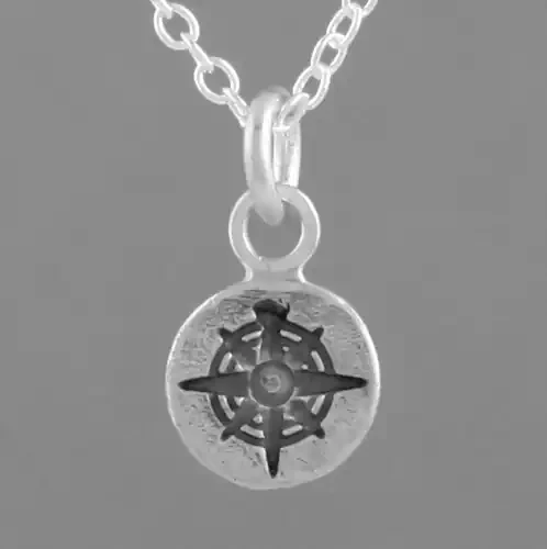 Compass Small Silver Charm Pendant by Fi Mehra