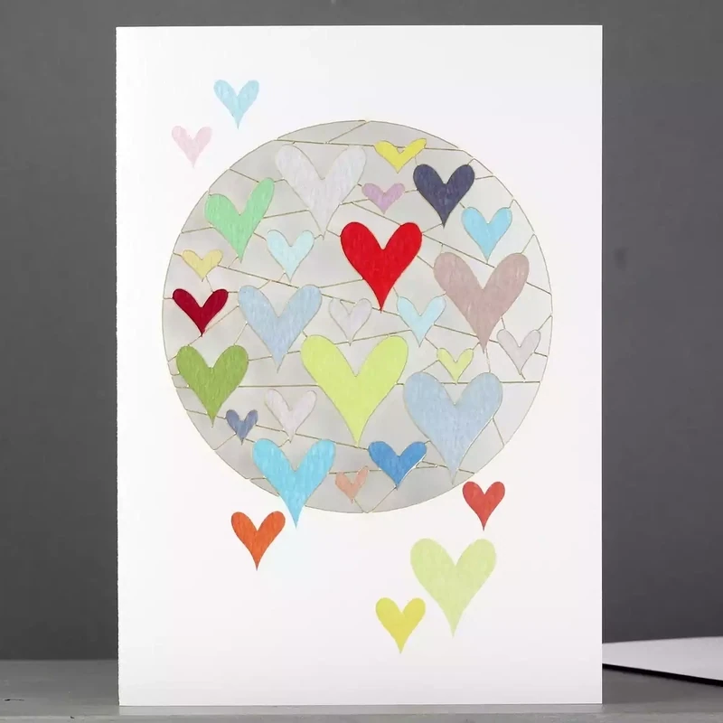 Colourful Hearts Laser-cut Card