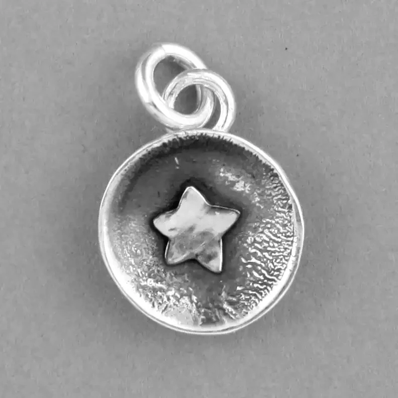 Concave Oxidised Silver Pendant With Star - Medium by Fi Mehra