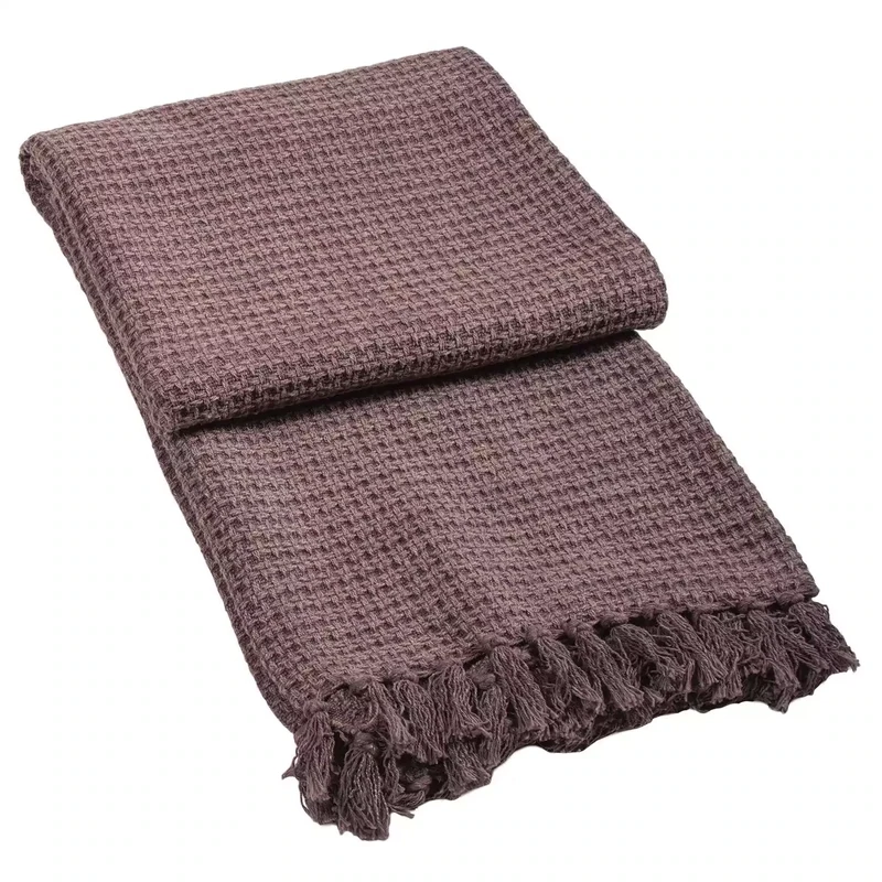 Cotton Waffle Throw With Tassels - 130x170cm - Orchid by Namaste
