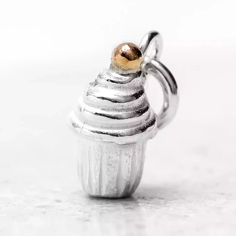 Cupcake Silver and Gold Charm - Large by Fi Mehra