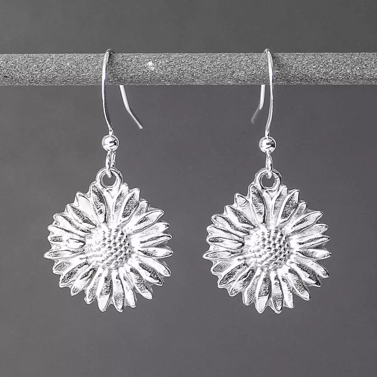 Daisy Pewter Drop Earrings - Large by Lancaster and Gibbings