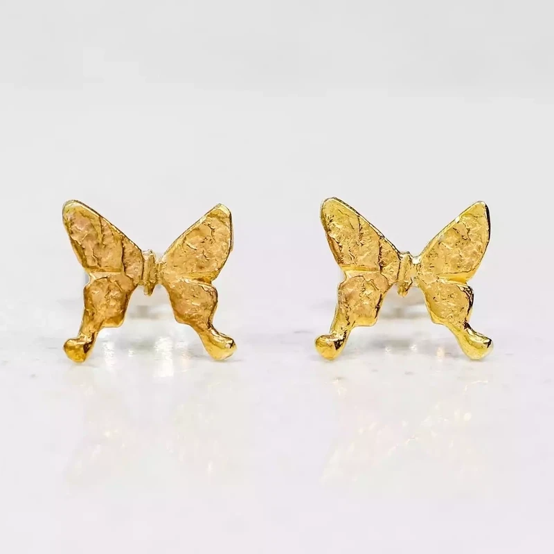Dainty Butterfly Silver and Gold Plate Stud Earrings by Fi Mehra