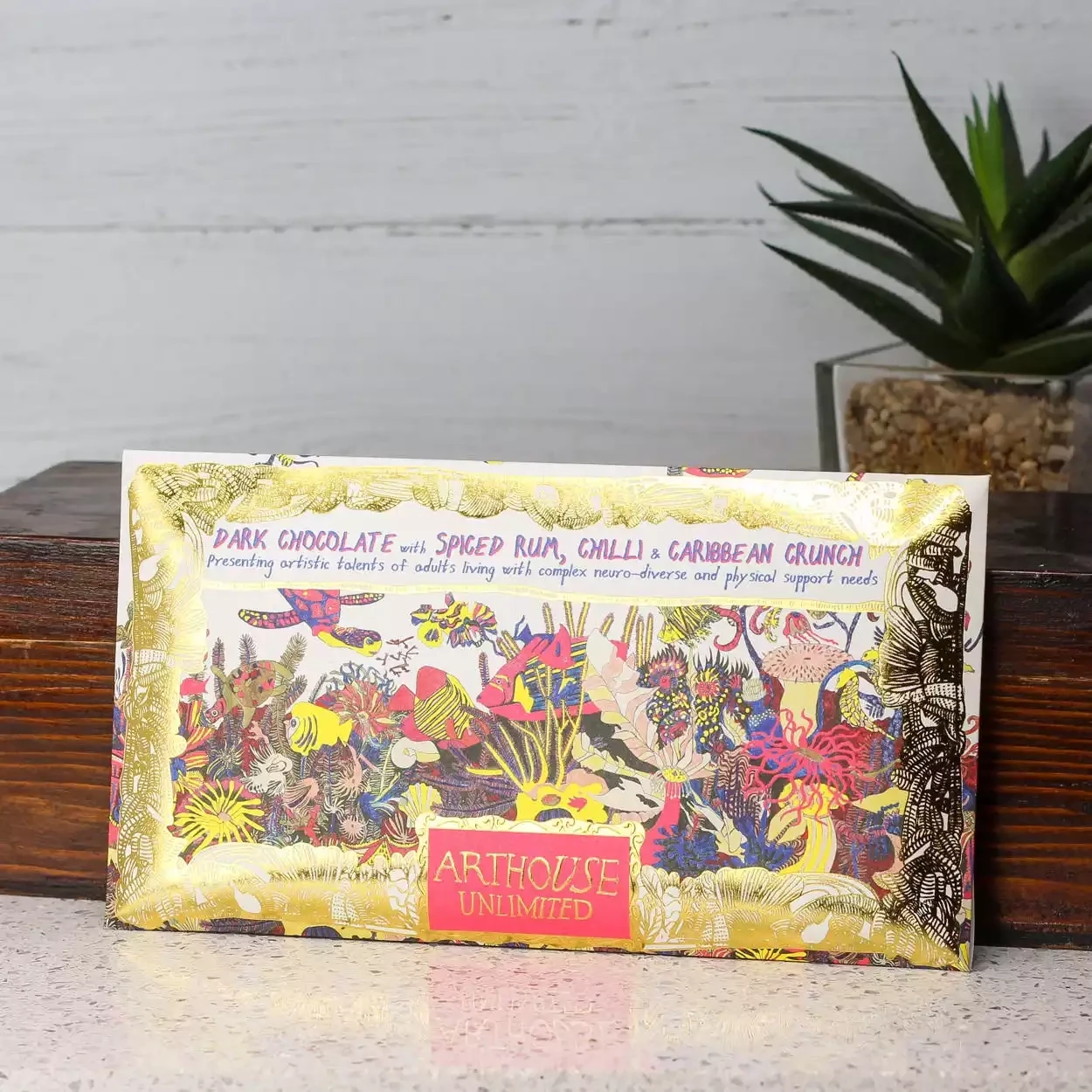 Dark Chocolate - Angels Of The Deep Spiced Rum, Chilli &amp; Caribbean Crunch 100g by Arthouse Unlimited