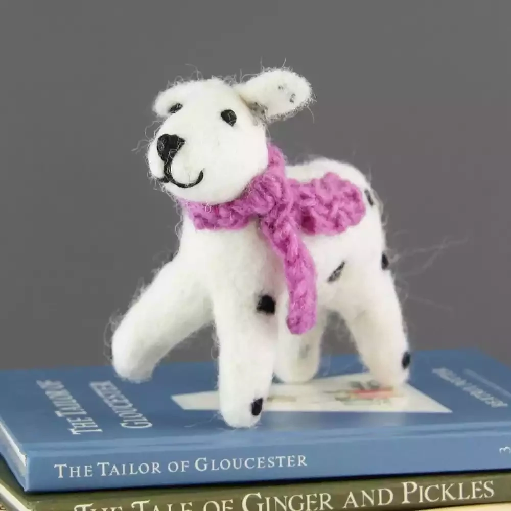 Dalmatian Felt Toy - Small With Pink Scarf by Amica