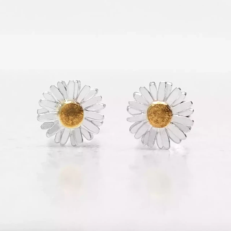 Daisy Silver and Gold Plated Stud Earrings by Amanda Coleman