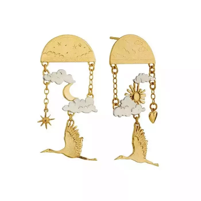 Day-Time Night-Time Dream Earrings - Silver and Gold-Plated by Alex Monroe