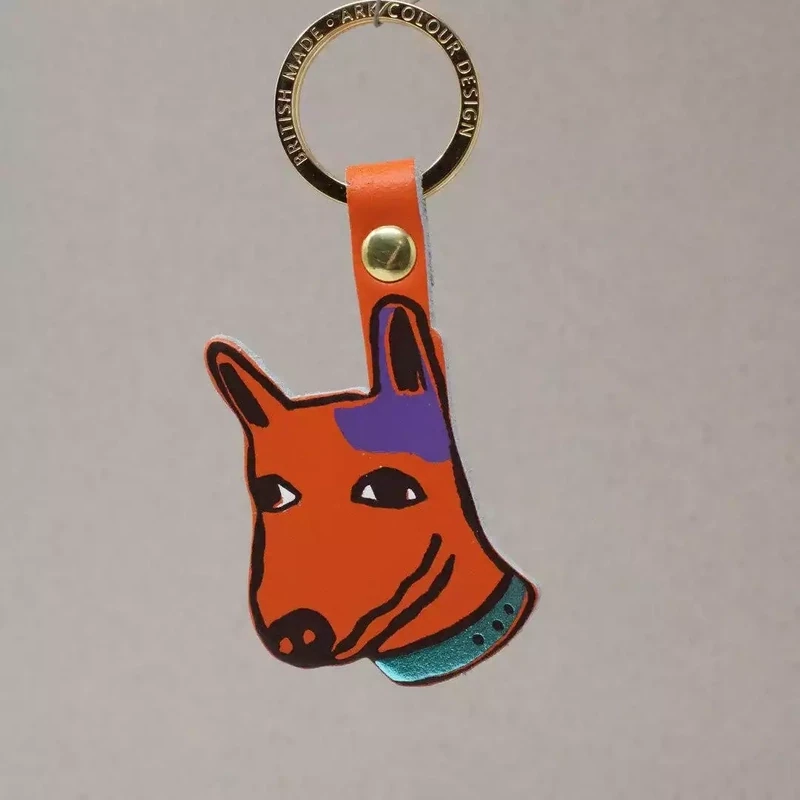 Dog Best Mate Leather Keyring - Orange by Ark Colour Design