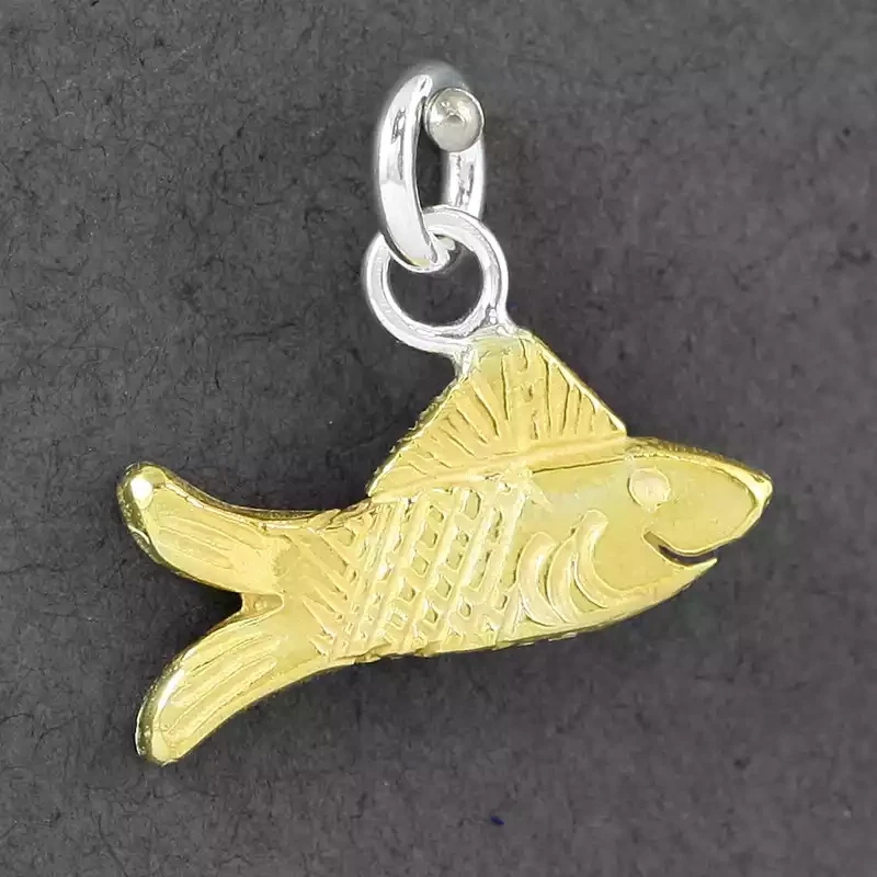 Detailed Fish Gold Plated Silver Charm by Fi Mehra