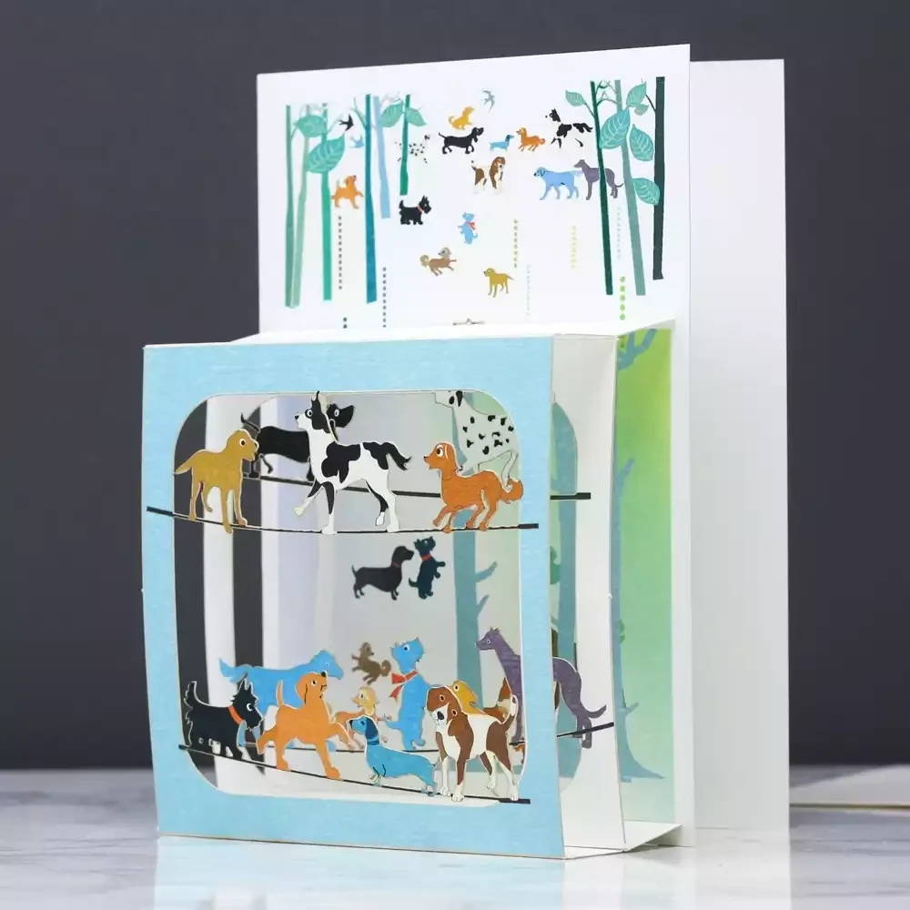 Dogs - Magic Box Pop Out Card by Ge Feng