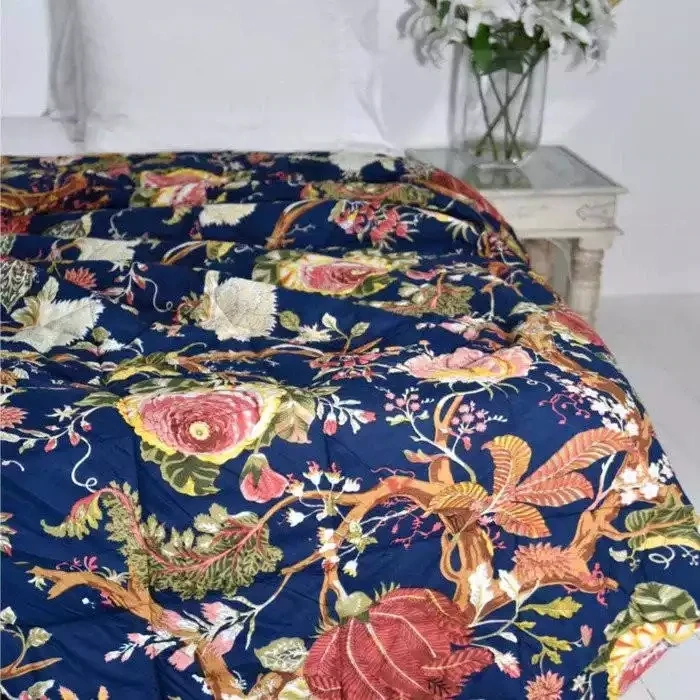 Double Quilted Throw - Blue Carnation by Powell Craft