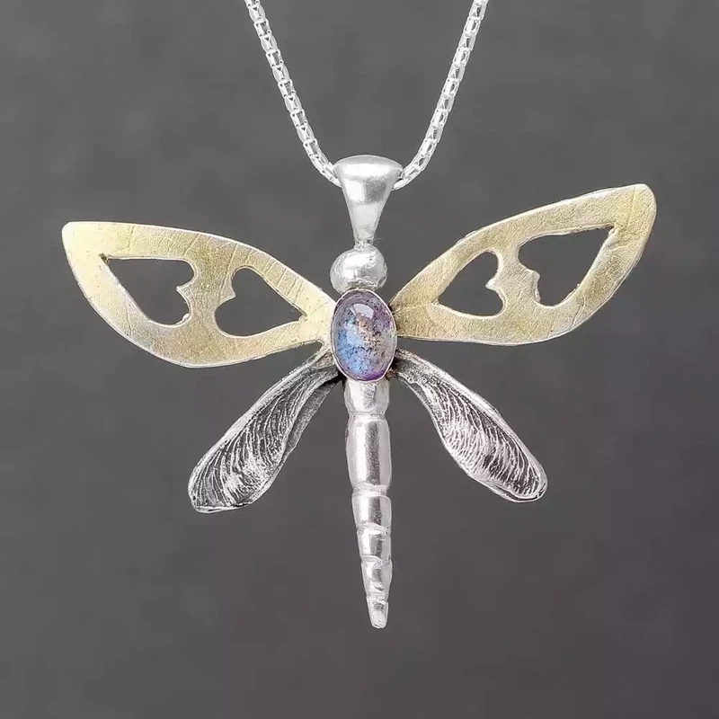 Dragonfly Silver and Bronze Pendant by Xuella Arnold