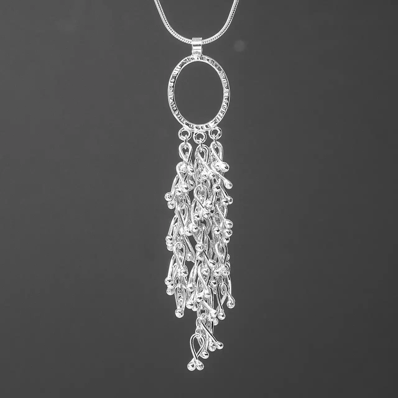 Droplets and Oval Silver Pendant - Large by Tara Kirkpatrick
