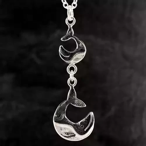 Double Whales Silver Pendant by Fi Mehra