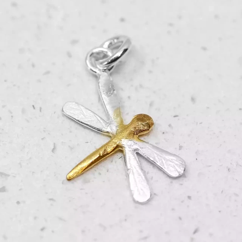 Dragonfly Silver and Gold Plated Charm by Fi Mehra