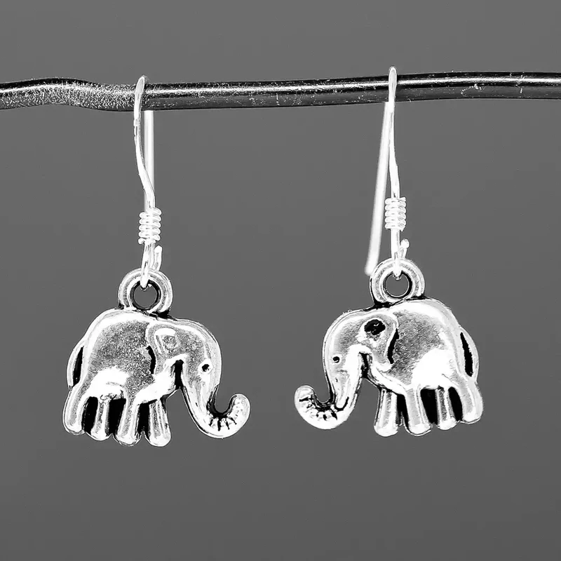 Elephant Pewter Drop Earrings by Metal Planet