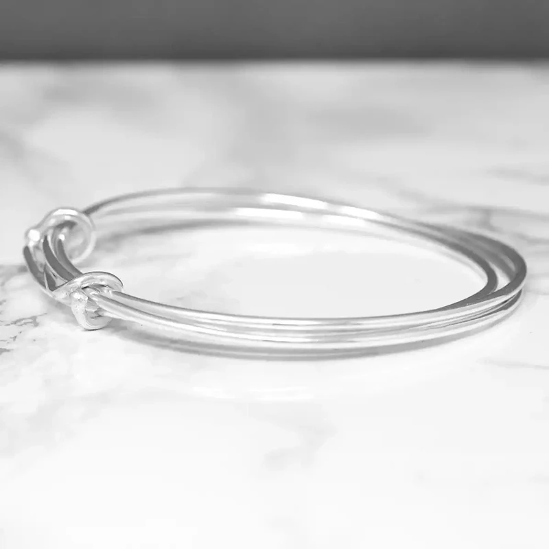 Expandable 2mm Triple Wound Silver Bangle by Fi Mehra