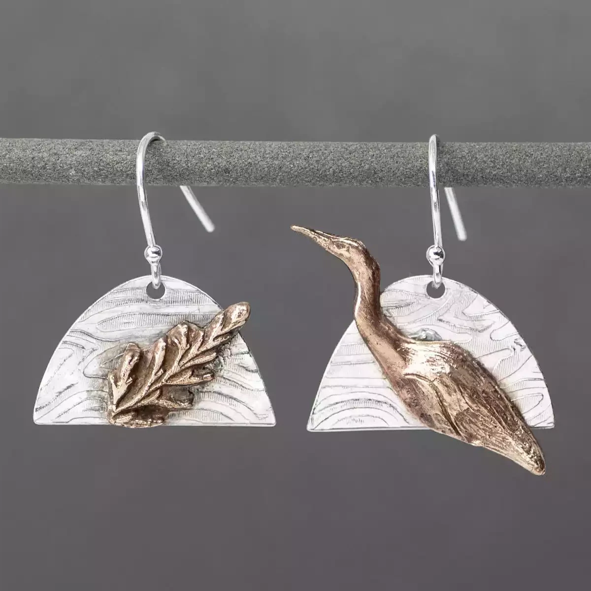 Estuary Silver and Bronze Drop Earrings by Xuella Arnold