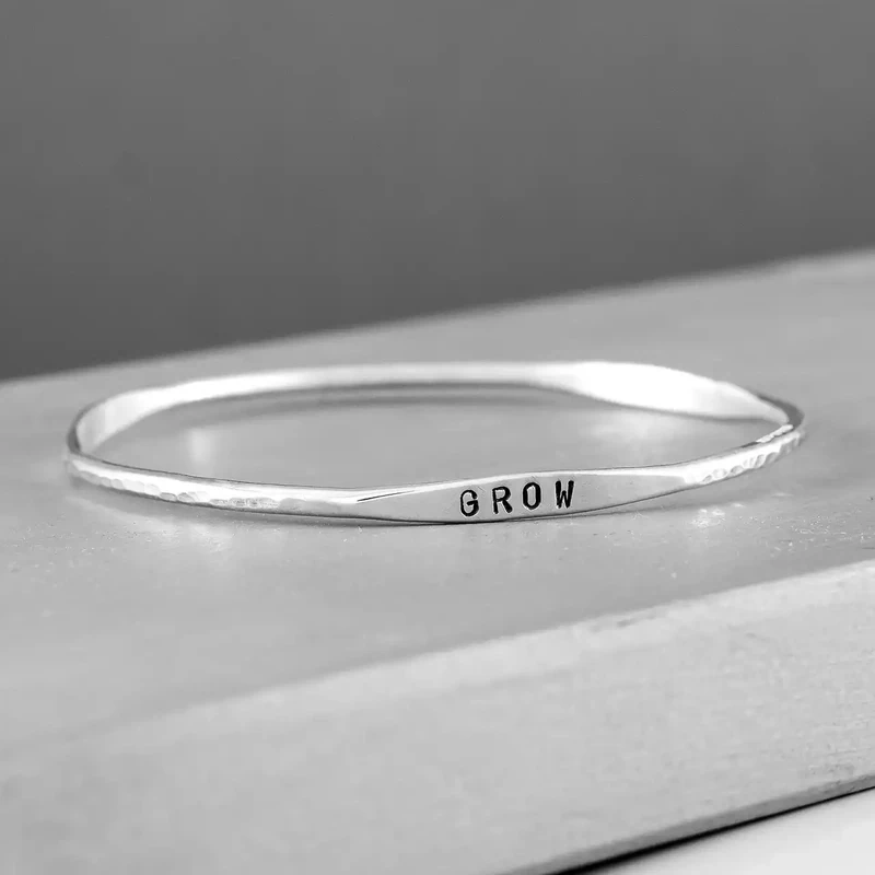 Explore Travel Grow Silver Bangle by Fi Mehra