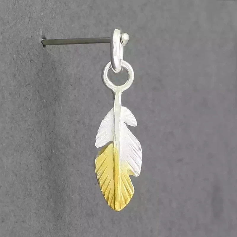 Feather Silver and Gold Plated Charm - Small by Fi Mehra