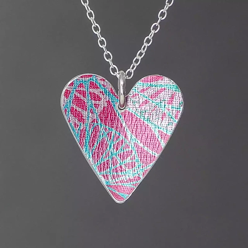 Ferris Wheel Heart Pendant - Pink by Hazel Atkinson