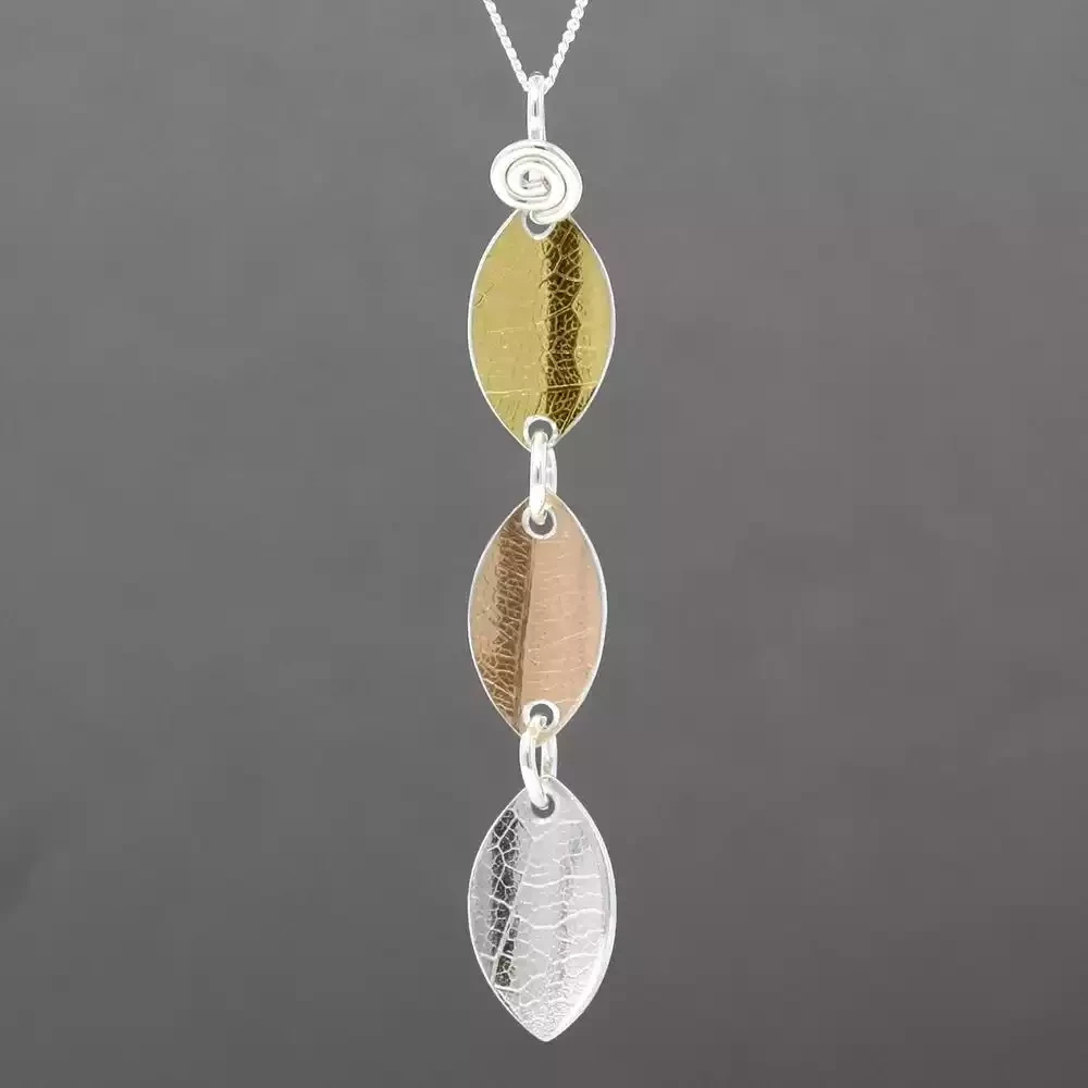 Fire and Ice Three Leaf Drop Pendant - Tricolour by Hazel Atkinson