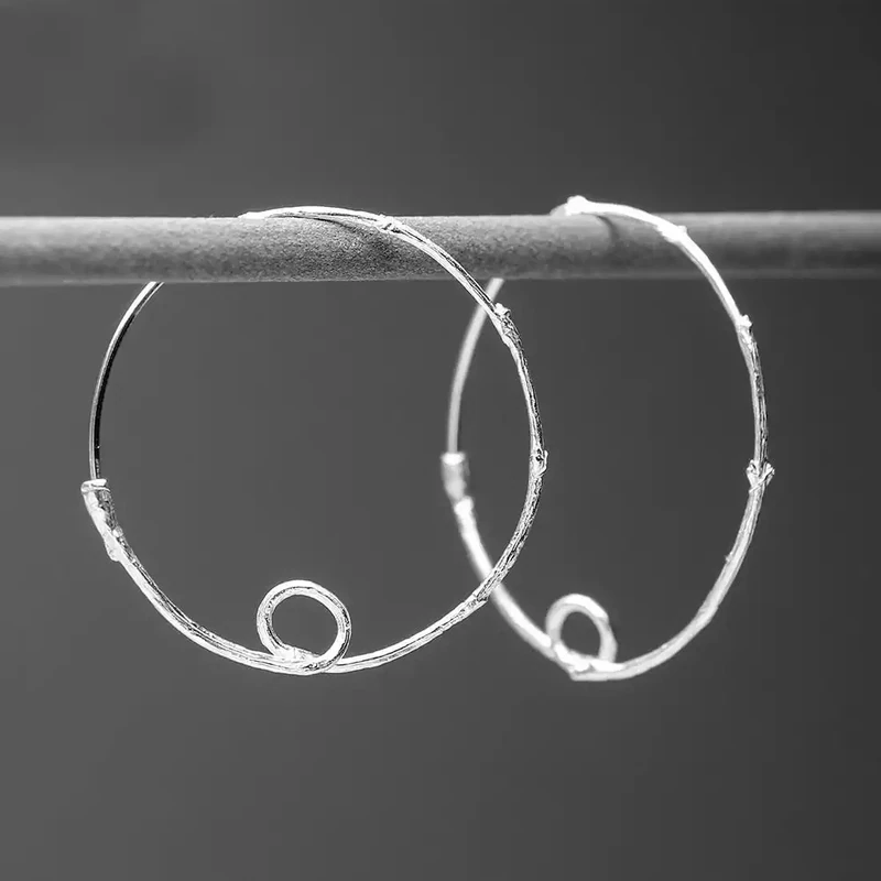 Fine Looped Twig Hoop Earrings - Silver by Amanda Coleman