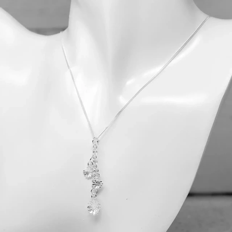 Flower Petal Cluster Silver Necklace by Fi Mehra