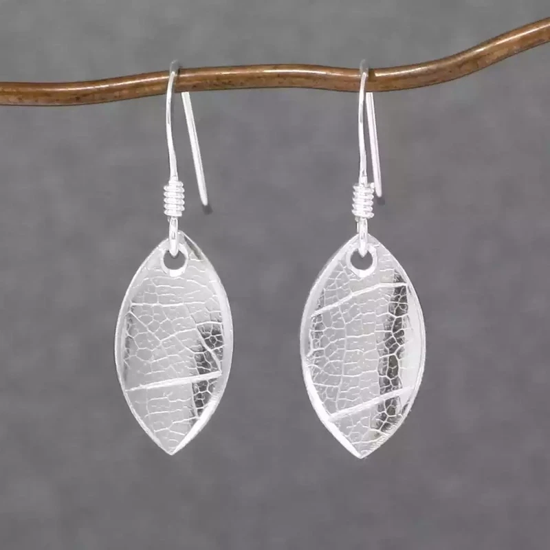 Fire and Ice Leaf Drop Earrings - Tiny - Silver by Hazel Atkinson