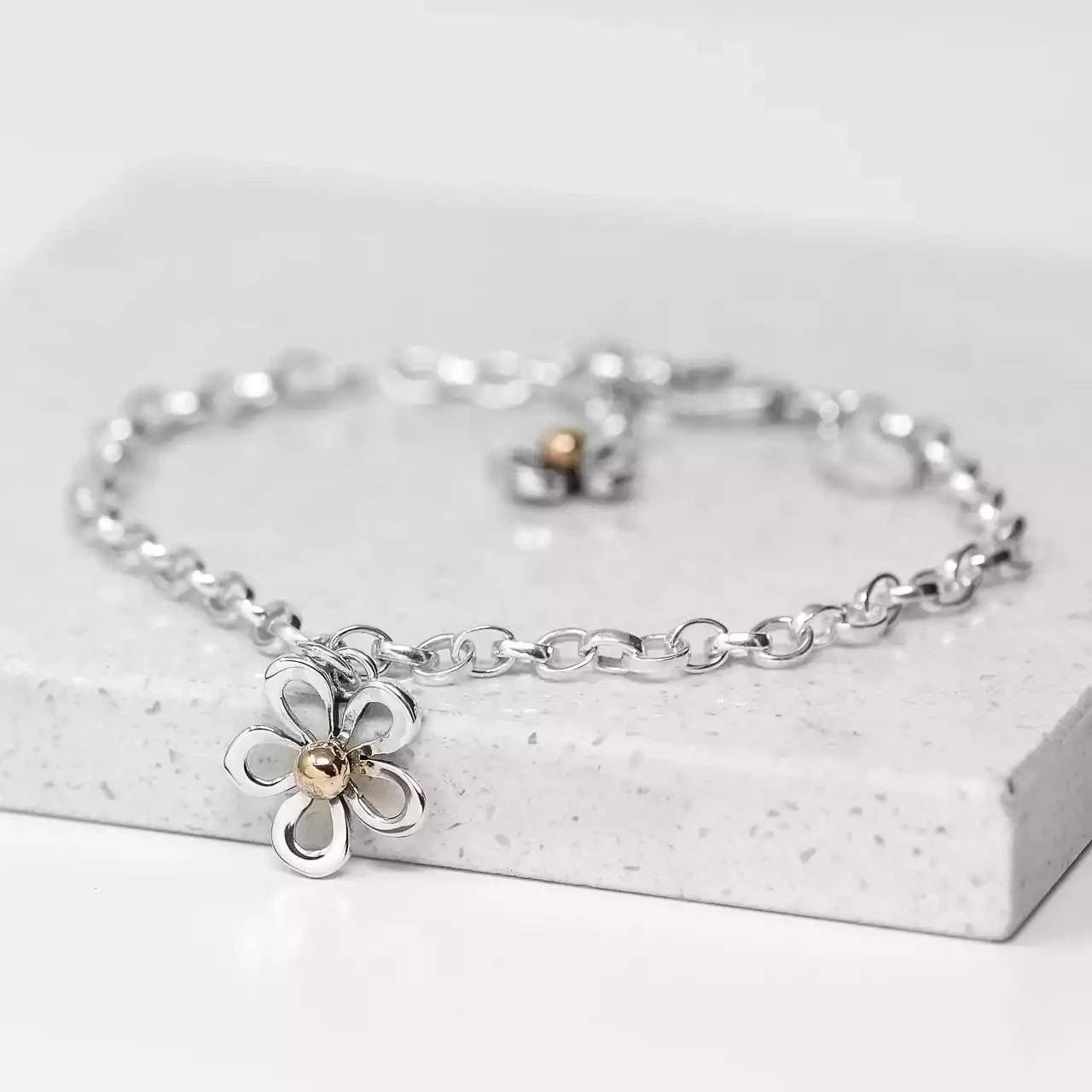 Fleur Silver and Gold Charm Bracelet by Linda Macdonald