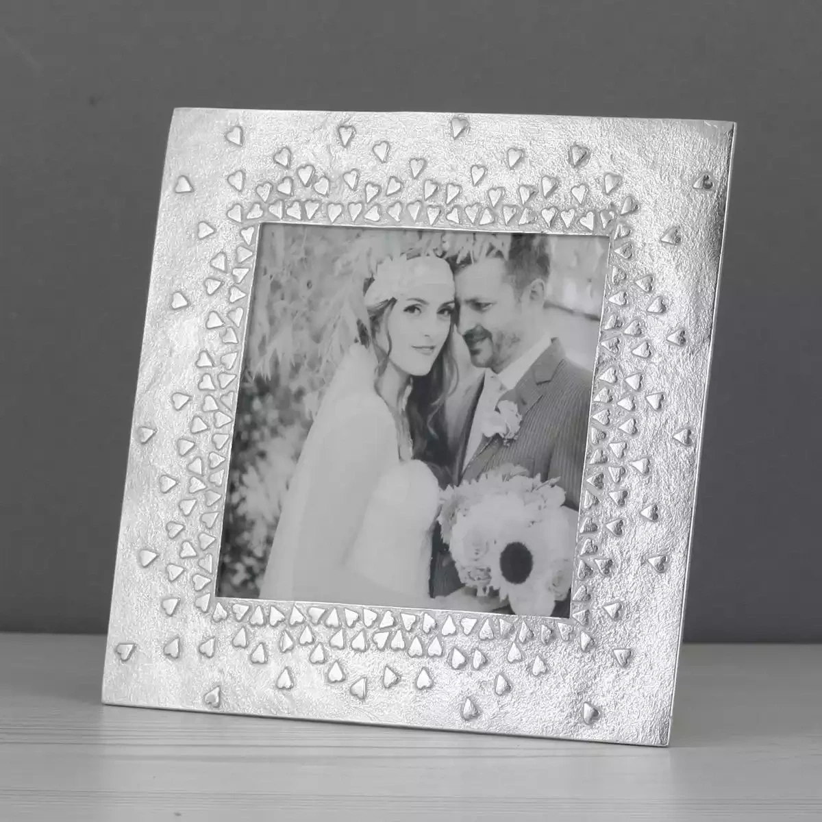 Floating Hearts Pewter Frame 3.5x3.5 by Lancaster and Gibbings