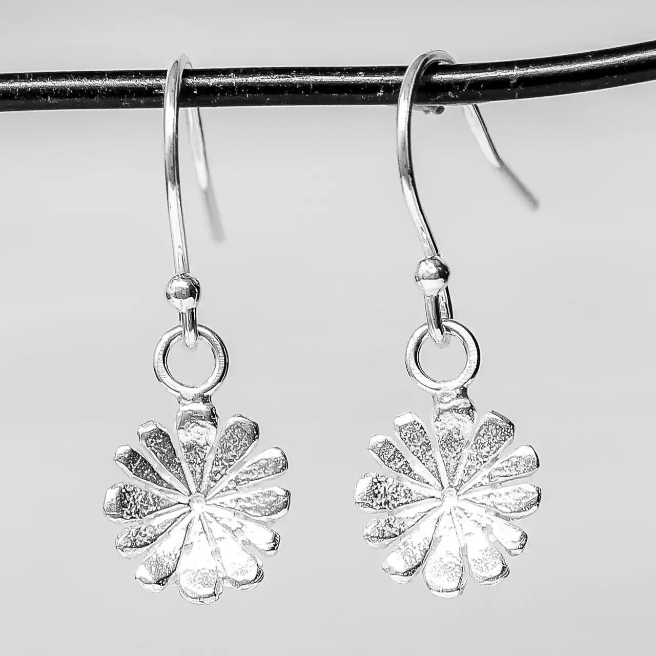 Flower Petal Silver Drop Earrings by Fi Mehra