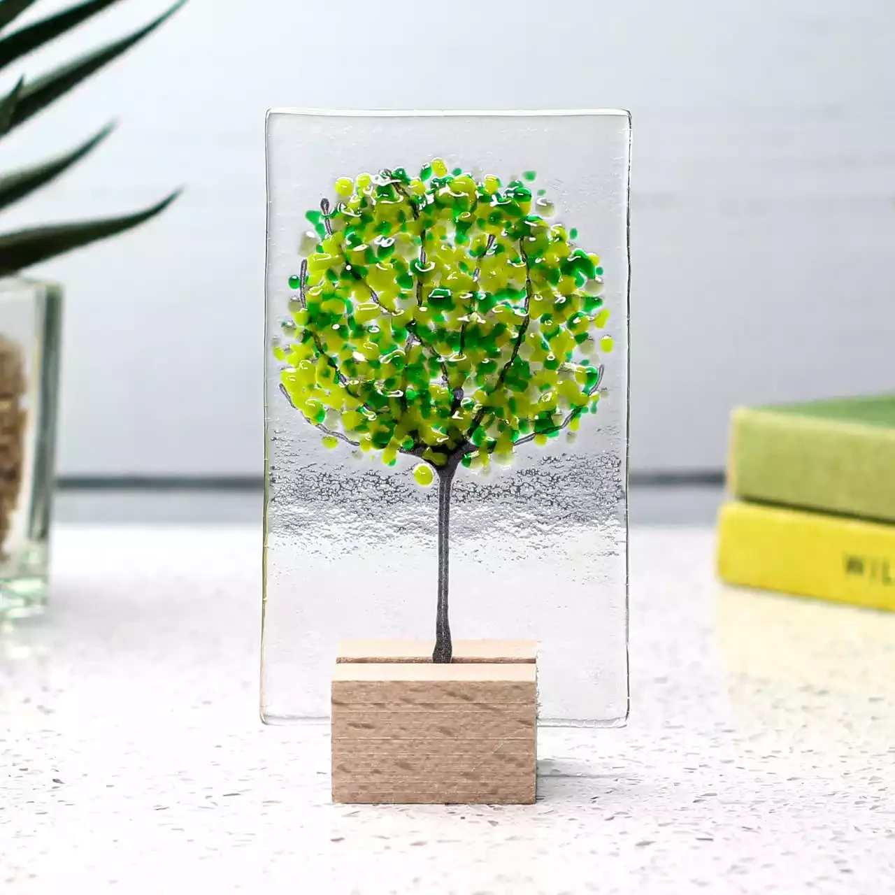 Four Seasons - Mini Standing Glass Tree - Bright Green by Jules Jules