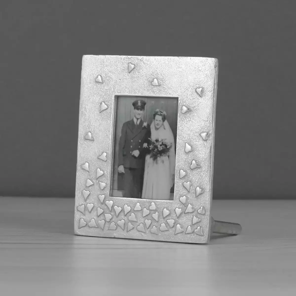 Floating Hearts Mini Pewter Photo Frame - Small by Lancaster and Gibbings