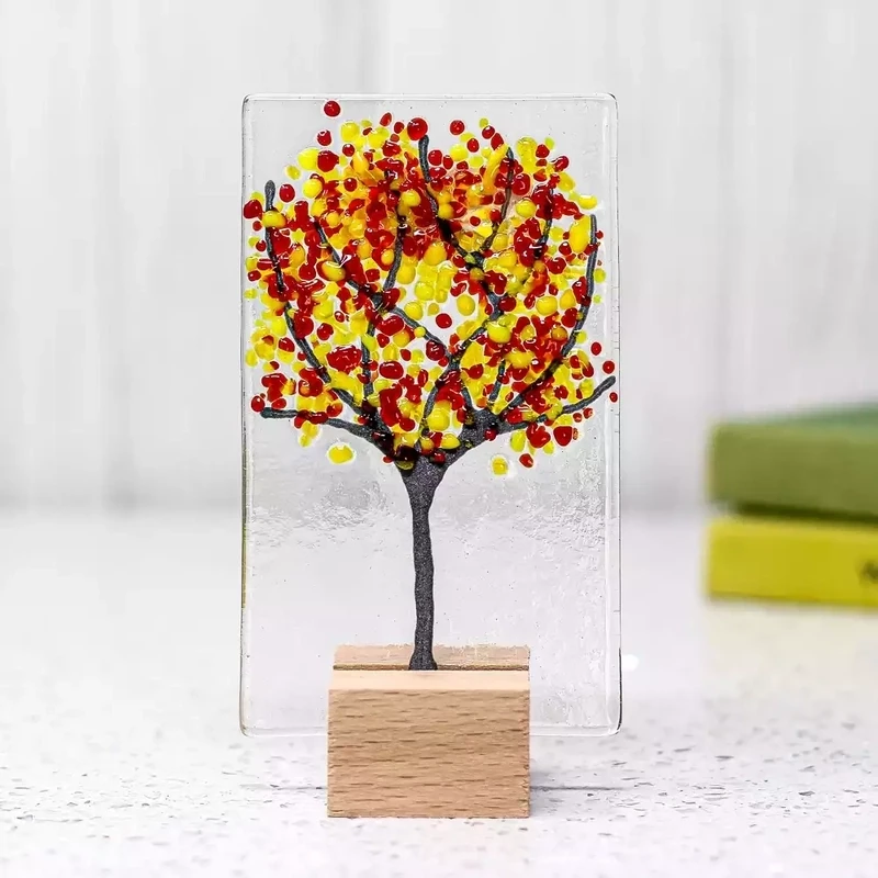 Four Seasons - Mini Standing Glass Tree - Autumn by Jules Jules