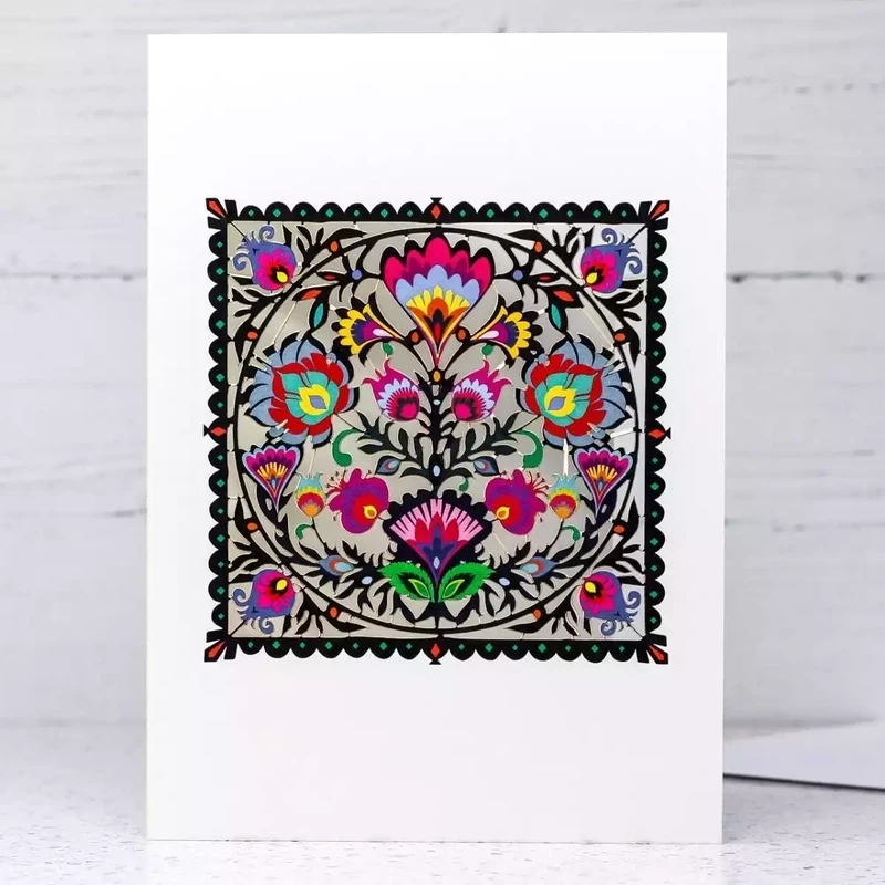 Folk Art Floral Laser-cut Card by Forever Cards