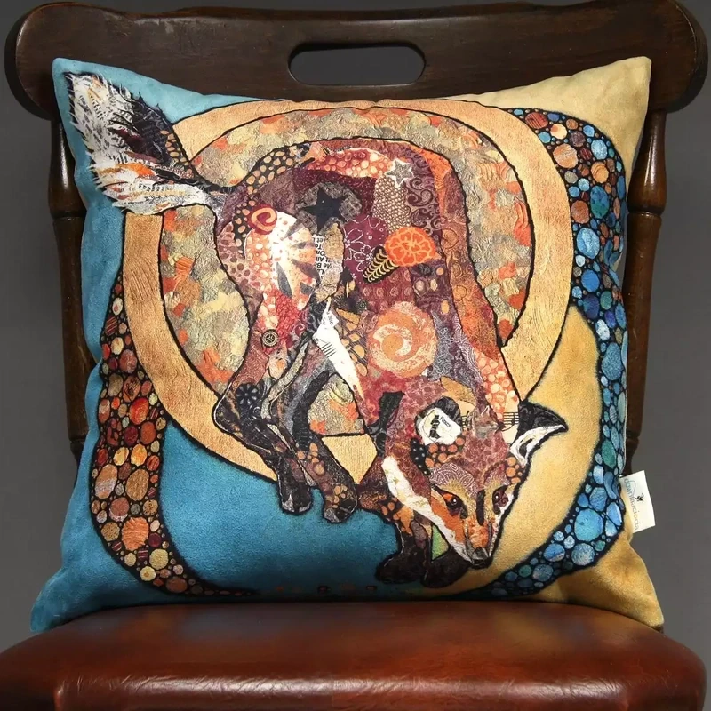 Fox and Golden Moon Cushion by Dawn Maciocia