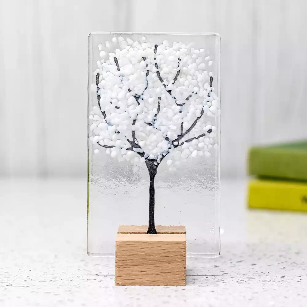 Four Seasons - Mini Standing Glass Tree - Winter by Jules Jules