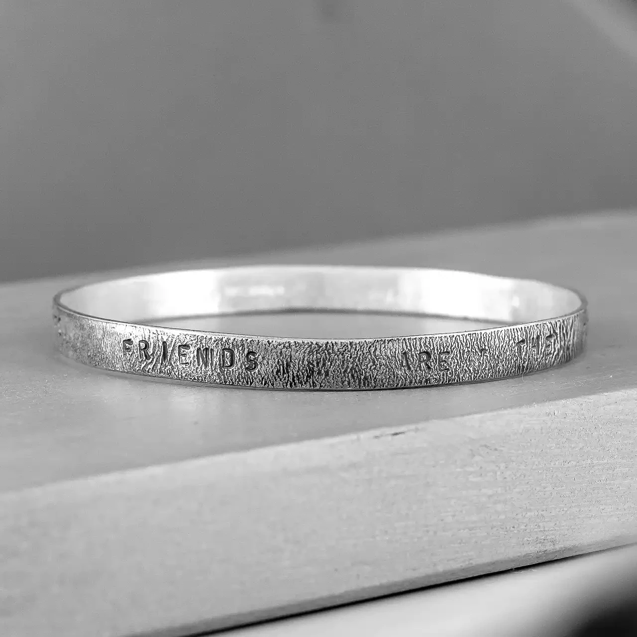 Friends Are the Family We Choose for Ourselves Silver Bangle by Fi Mehra