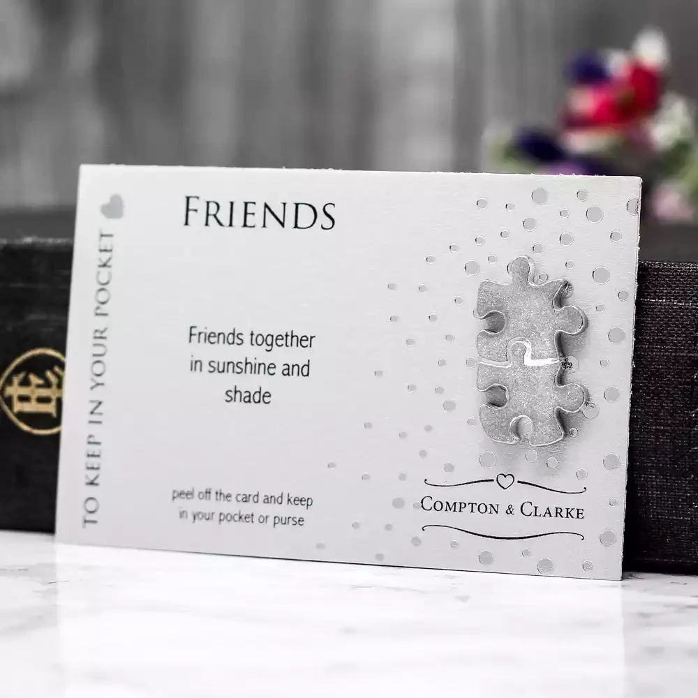 Friends Jigsaw Pewter Charm on Card by Compton and Clarke