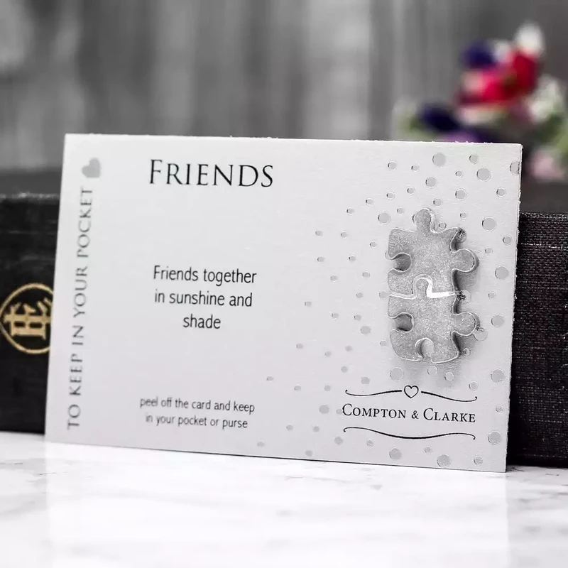 Friends Jigsaw Pewter Charm on Card by Compton and Clarke
