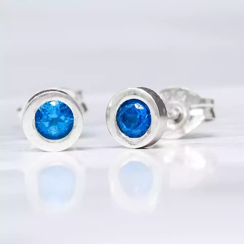Gemstone Silver Stud Earrings - New Blue Topaz by Fiona Mackay