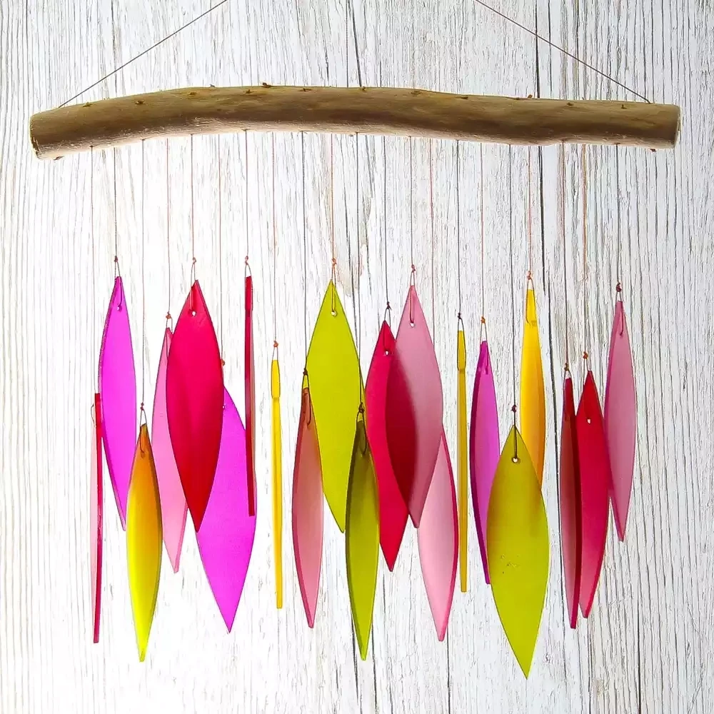 Glass Wind Chime - Leaves - Pinky by Sunlover