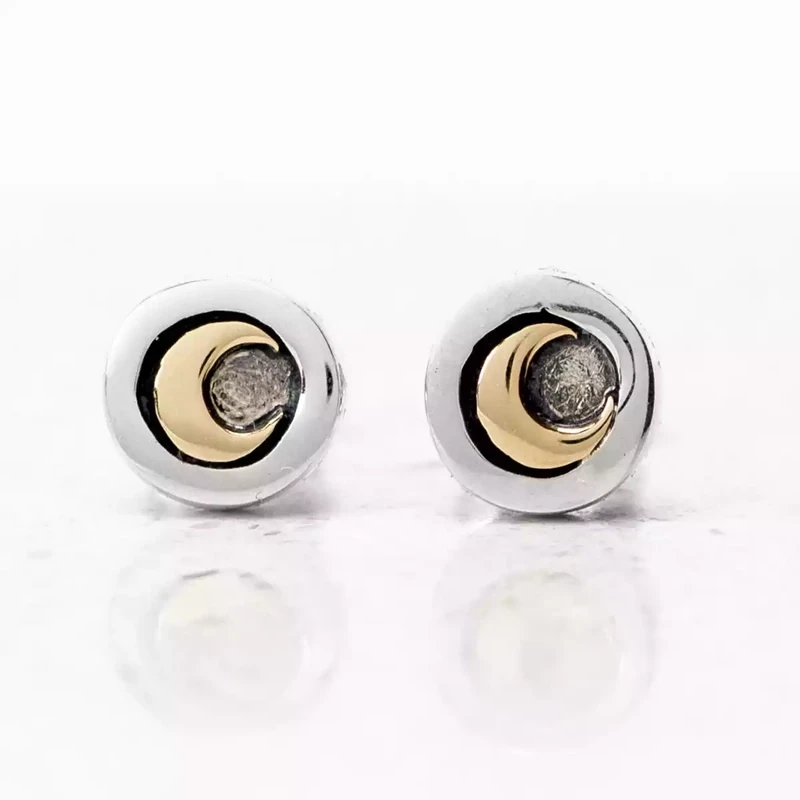 Golden Moon Silver and Gold Stud Earrings by Linda Macdonald